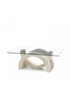 Tavolino trasparente-beige 70 cm x 120 cm H. 41 cm - Samnite