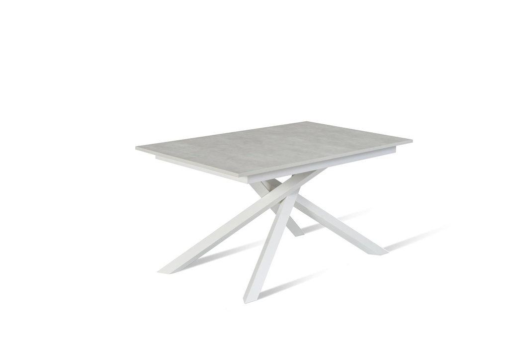 Tavolo allungabile cemento bianco-bianco 90 cm x 140- 190 cm H. 76 cm - Samnite