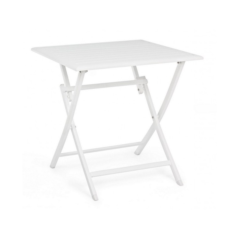 Tavolo da esterno pieghevole in alluminio Bianco ELIN 70x70x h71 cm - Samnite