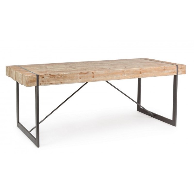 Tavolo urban industriale Garrett con piano in legno - Samnite
