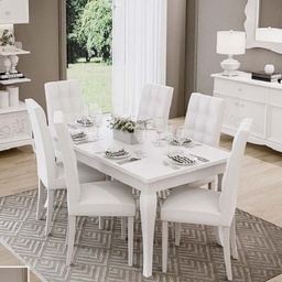 [S-FZ88856] Tavolo Allungabile Bianco GISELLE 160/205x90x h78 cm