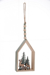 [S-B0924293] 12x Pendaglio Casa Renne Naturale