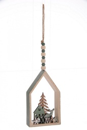 [S-B0924292] 12x Pendaglio Casetta Cerbiatto Naturale