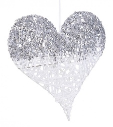 [S-B0935124] 12x Pendaglio Cuore Glittery Bia