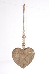 [S-B0923430] 12x Pendaglio Glitter Cuore Champagne