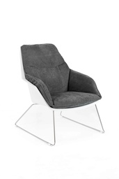 [S-OM/451/GS] Poltrona affascinante in polipropilene grigio scuro, con base in metallo e rivestimento in tessuto, dimensioni 85x74x86 cm