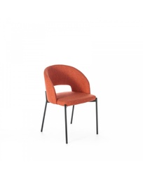 [S-OM/393/SAR] Set di 4 sedie in tessuto arancio, struttura in metallo, 52cm x 55.5cm x 78.5cm