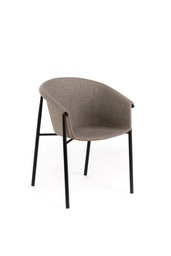 [S-OM/445/TO] Sedia elegante in tessuto tortora con gambe in metallo nero, 58cm x 56cm x 79cm