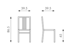 [S-OM/316/GR] Set di 4 sedie in legno laccato grigio chiaro, dimensioni 39.5x39.5x86.5 cm