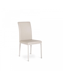 [S-OM/205/C] Set di 4 sedie in similpelle bianca, 42x43x91cm, con struttura in metallo