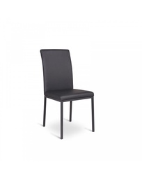 [S-OM/205/G] Set di 4 sedie in similpelle grigia scura, struttura in metallo, 42x43x91 cm