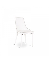 [S-OM/192/BI] Set di 4 sedie in similpelle grigia, struttura in metallo, 46cm x 46cm x 91cm