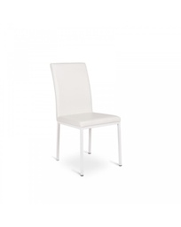 [S-OM/205/B] Set di 4 sedie in similpelle bianca con struttura in metallo, 42x43x91 cm