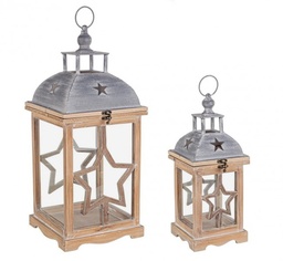 [S-B0926718] 2x Set2 Lanterna Isa Legno Nat C
