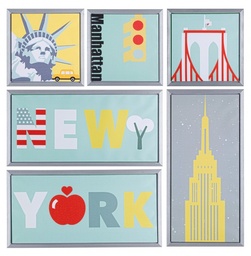 [S-B0241335] 2x Set6 Stampa Su Tela C-C New York 90X90