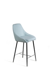[S-OM/450/AM] Set dai 2 Sgabelli elegante in tessuto di alta qualità, 46cm x 49cm x 97cm, con gambe in metallo robusto e seduta acquamarina