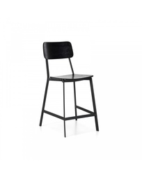 [S-OM/338/NE] Set di 2 Sgabelli in Legno con Struttura in Metallo, Nero, 51x51.5x97cm