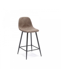 [S-OM/315/TO] Set di 2 Sgabelli in Similpelle Tortora con Struttura in Metallo Antracite Vintage, 42x52x93cm