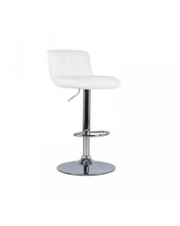 [S-OM/161/B] Set dai 2 Sgabelli in similpelle bianca con struttura in metallo grigio, 36cm x 38.5cm x 83/98cm