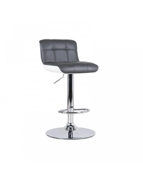 [S-OM/161/G] Set di 2 sgabelli in similpelle grigio scuro con struttura in metallo, 36cm x 38.5cm x 83/98cm