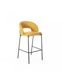 [S-OM/394/SGI] Set di 2 Sgabelli in Tessuto Giallo con Struttura in Metallo Antracite, 50x52x98cm