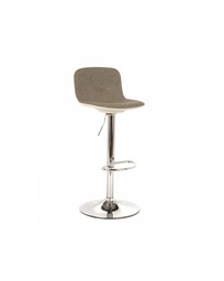 [S-OM/385/GC] Set di 2 sgabelli in tessuto grigio chiaro, bianco e grigio cromo, dimensioni 38.5cm x 36cm x 88-102cm