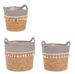 [S-B0411100] 3x Set3 Cesta 2M Bridget To Grigio-Naturale