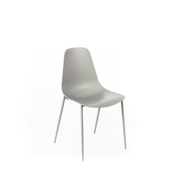[S-OM/358/GC] Set di 4 sedie in polipropilene grigio chiaro con gambe in metallo, 49x48.5x88 cm