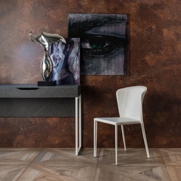 [S-OM/335/BI] Set di 4 sedie in similcuoio con seduta bianca, struttura in metallo, dimensioni 49x56x82 cm