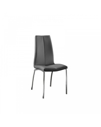 [S-OM/222/GS] Set di 4 sedie in similpelle grigio scuro con struttura in metallo, 43x44x92cm