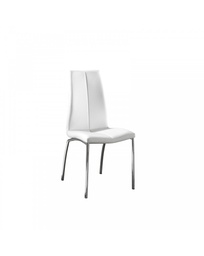 [S-OM/222/BI] Set di 4 sedie in similpelle bianca con struttura in metallo grigio, 43x44x92cm