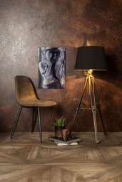 [S-OM/329/MK] Set di 4 sedie in similpelle vintage con seduta moka, struttura in metallo nero, 44x50x84 cm