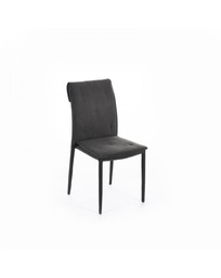[S-OM/367/GS] Set di 4 sedie in tessuto grigio scuro con struttura in metallo, dimensioni 56x44x91 cm