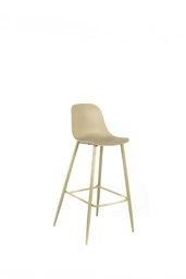 [S-OM/455/GI] Set di 2 Sgabelli in Polipropilene, dimensioni 47.5cm x 47cm x 91.5cm, con gambe in metallo giallo