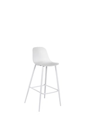 [S-OM/455/BI] Set dai 2 Sgabelli moderno in polipropilene con gambe in metallo bianco, 47.5cm x 47cm x 91.5cm
