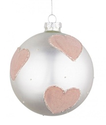 [S-B0934165] 8x Sfera Vt Chic Argento Op Cuore Rosa D100