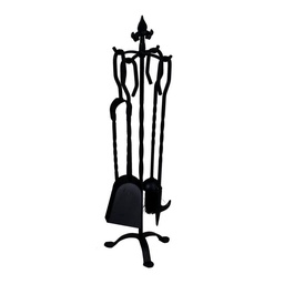 [S-V6444440000] Set accessori camino in metallo 4 pezzi su base 22x22x68 cm