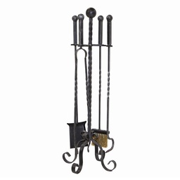 [S-V6419780000] Set accessori camino metallo twister 4 pezzi su base 27x27x75 cm