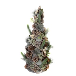 [S-V6327820000] Albero con pigne e bacche bianche 17x41 cm