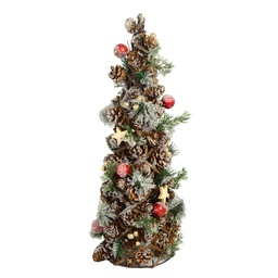 [S-V6327950000] Albero innevato con bacche rosse e pigne ø19h50