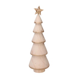 [S-V6173830000] Albero in legno bianco e oro 7x7x22 cm