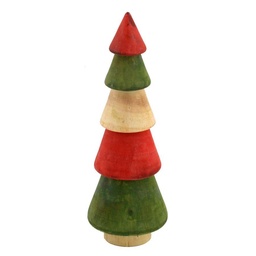 [S-V6083080000] Albero in Legno Naturale Rosso Verde 9x9x25,5 cm