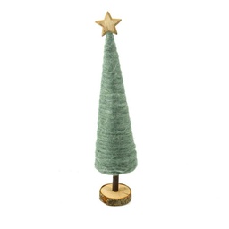 [S-V6079320000] Albero in legno tessuto verde con stella tondo 9x42 cm