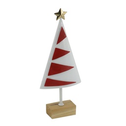 [S-V6079020000] Albero metallo bianco rosso 15x6x34 cm