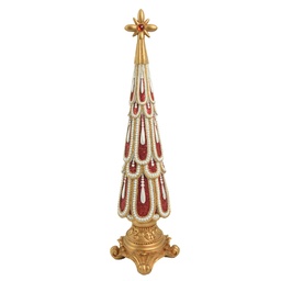 [S-V6318850000] Albero in Resina Oro Rosso 13,5x13x58,5 cm