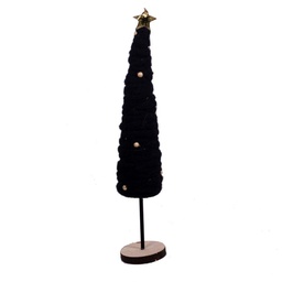 [S-V6090930000] Albero tessuto nero e oro 9x9x39 cm