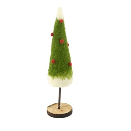 [S-V6090580000] Albero tessuto verde con palline 8x8x35 cm
