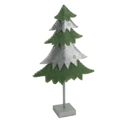 [S-V6089850000] Albero tessuto verde e argento 26x9x50 cm