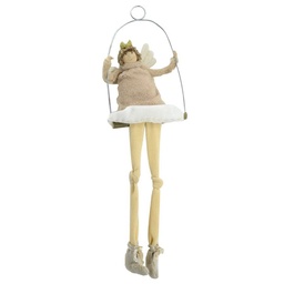 [S-V6109970000] Angelo bianco crema su altalena 16x8x63 cm