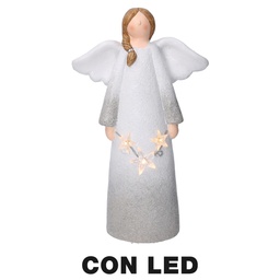 [S-V6315470000] Angelo in resina con luce a LED bianco - 24x11,5x41cm